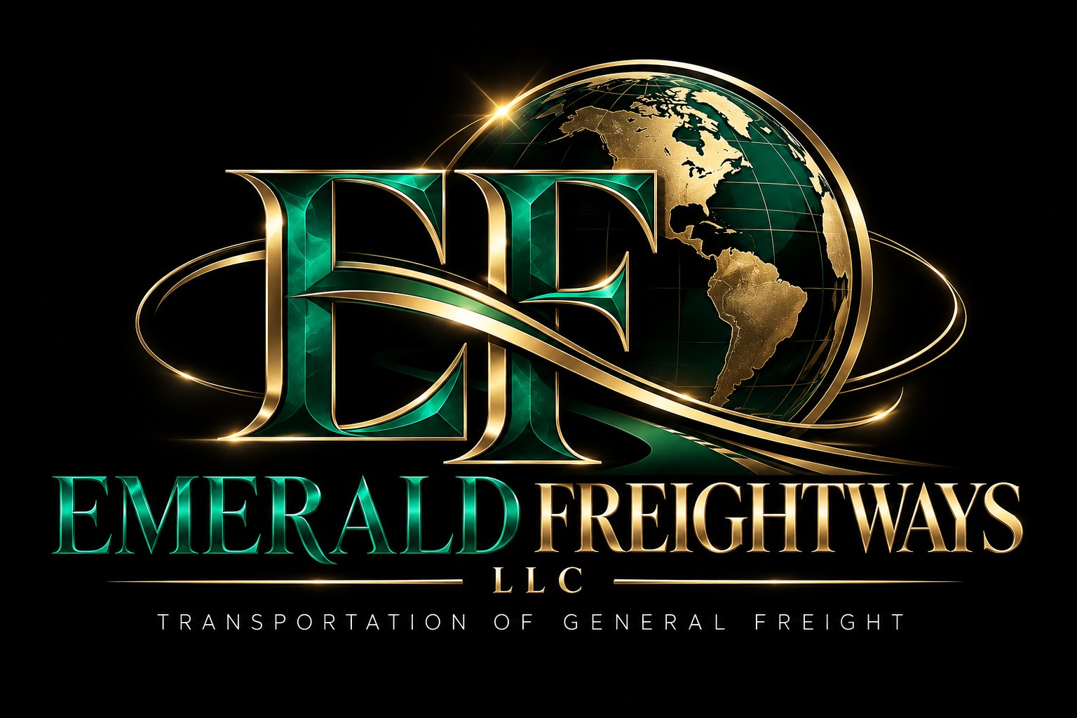 Emerald Freightways LLC globe and EF logo